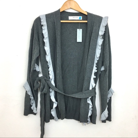 Anthropologie Sweaters - Anthropologie Sparrow cardigan gray ruffle NEW